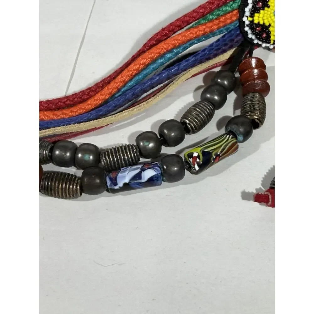 Vintage Ginnie Johansen Belt Beaded Dangle Braided Rope Western USA 80s